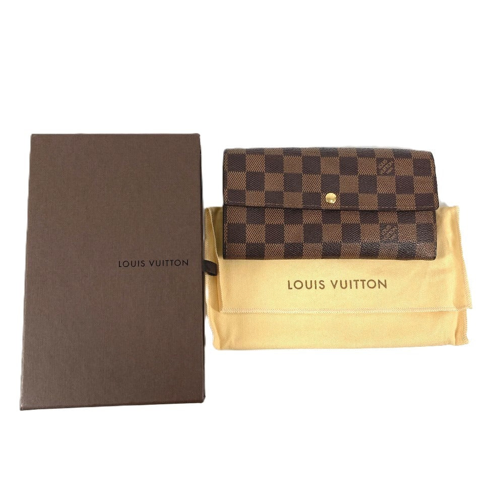 LOUIS VUITTON N61734 ダミエ ポルトフォイユサラ ポルトフォイユ サラ ロングウォレット 2つ折り 長財布 ダミエキャンバス ユニセックス エベヌ ブラウン