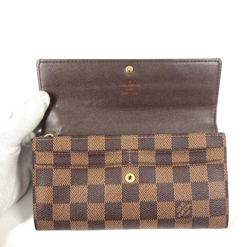 LOUIS VUITTON N61734 ダミエ ポルトフォイユサラ ポルトフォイユ サラ ロングウォレット 2つ折り 長財布 ダミエキャンバス ユニセックス エベヌ ブラウン
