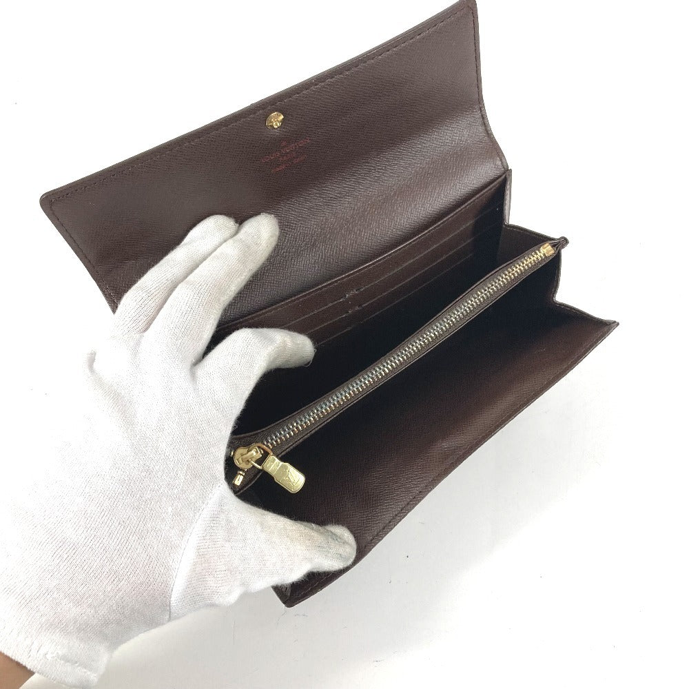 LOUIS VUITTON N61734 ダミエ ポルトフォイユサラ ポルトフォイユ サラ ロングウォレット 2つ折り 長財布 ダミエキャンバス ユニセックス エベヌ ブラウン