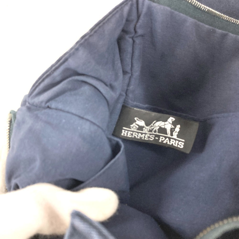 HERMES フールトゥ カバン ポーチ バッグ セカンドバッグ クラッチバッグ コットン ユニセックス ネイビー