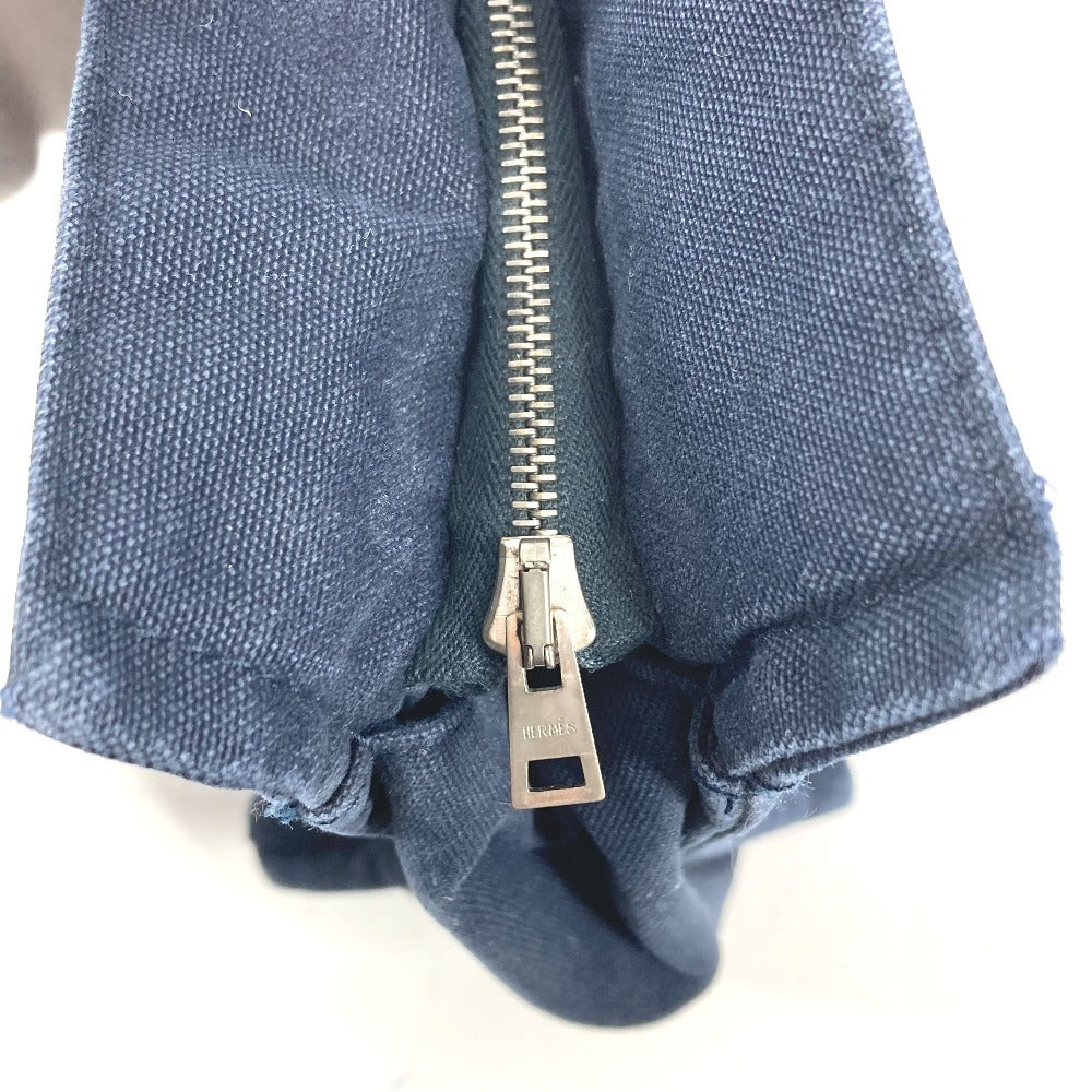 HERMES フールトゥ カバン ポーチ バッグ セカンドバッグ クラッチバッグ コットン ユニセックス ネイビー