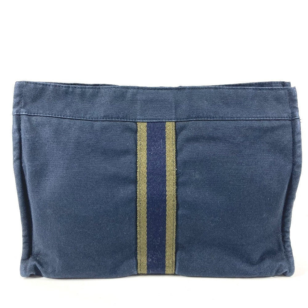 HERMES フールトゥ カバン ポーチ バッグ セカンドバッグ クラッチバッグ コットン ユニセックス ネイビー