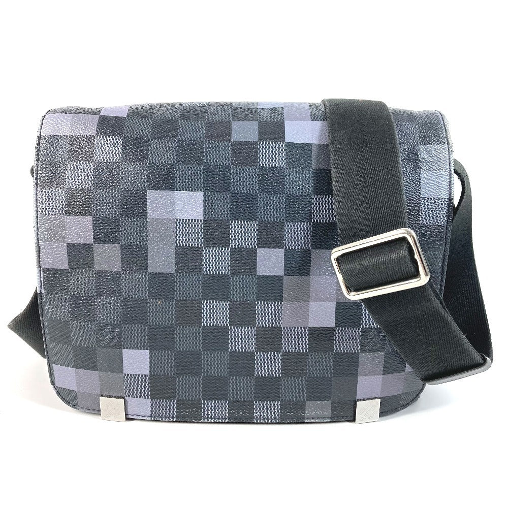 LOUIS VUITTON N40072 Damier Graphite Pixel District PM District PM Bag Sling Flap Shoulder Bag Damier Graphite Canvas Unisex Black