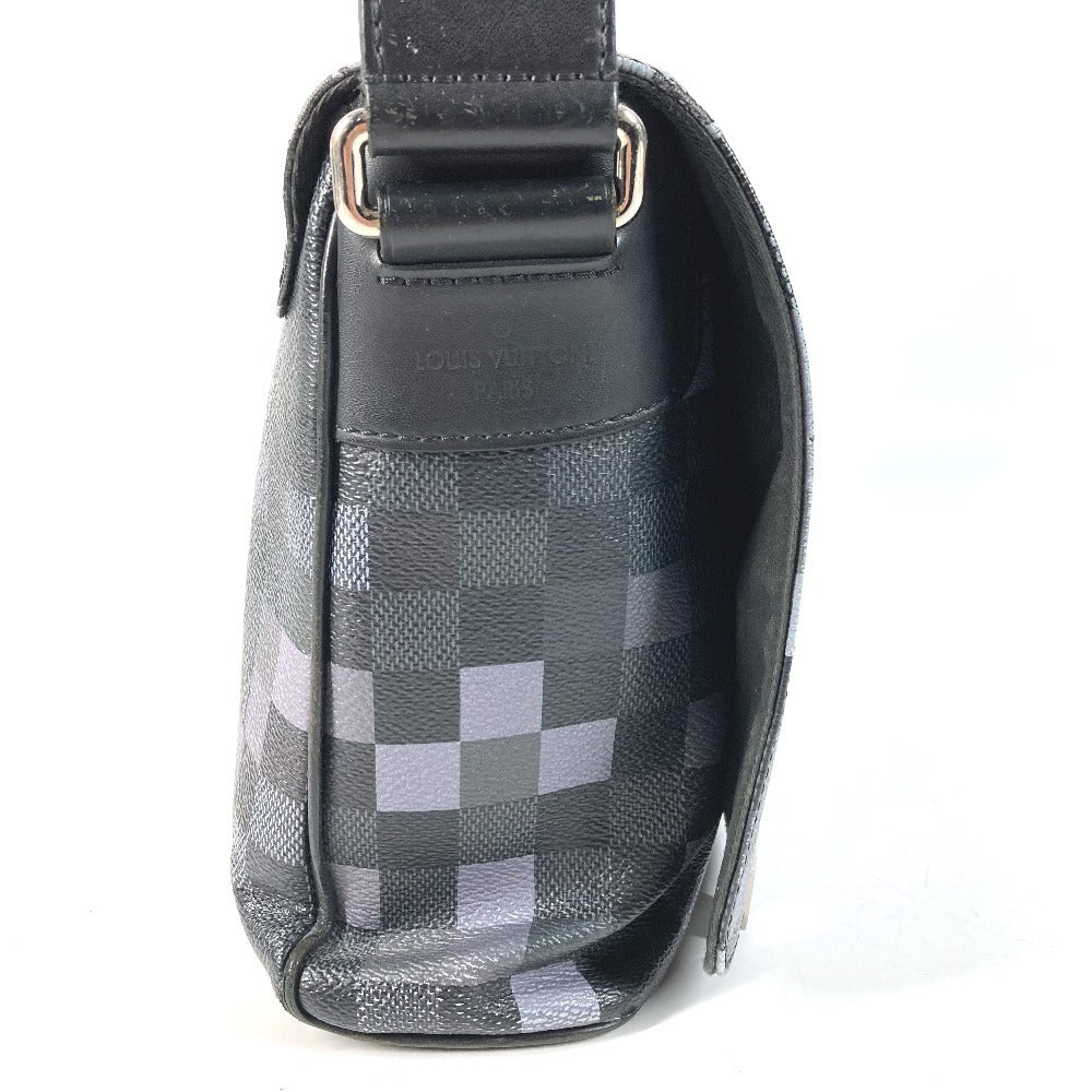 LOUIS VUITTON N40072 Damier Graphite Pixel District PM District PM Bag Sling Flap Shoulder Bag Damier Graphite Canvas Unisex Black