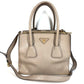 PRADA 2-Way Bag Triangle Logo Plate Handbag Shoulder Bag Crossbody Tote Bag Leather Unisex Beige