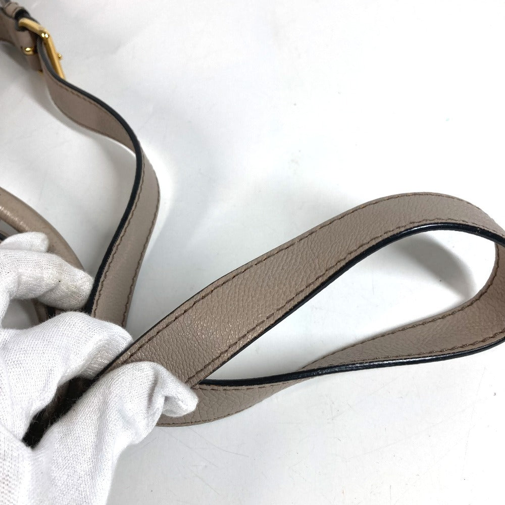 PRADA 2-Way Bag Triangle Logo Plate Handbag Shoulder Bag Crossbody Tote Bag Leather Unisex Beige