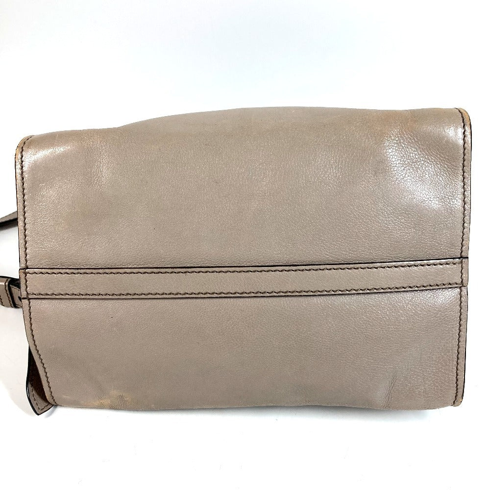 PRADA 2-Way Bag Triangle Logo Plate Handbag Shoulder Bag Crossbody Tote Bag Leather Unisex Beige