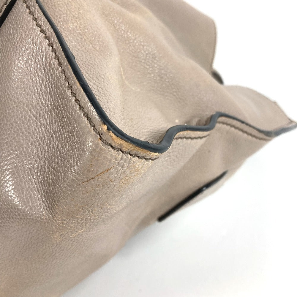 PRADA 2-Way Bag Triangle Logo Plate Handbag Shoulder Bag Crossbody Tote Bag Leather Unisex Beige