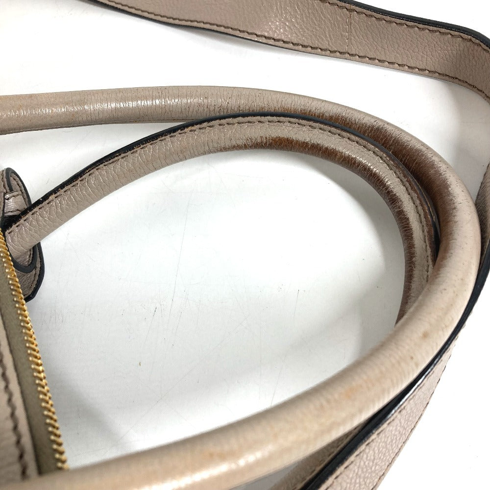 PRADA 2-Way Bag Triangle Logo Plate Handbag Shoulder Bag Crossbody Tote Bag Leather Unisex Beige