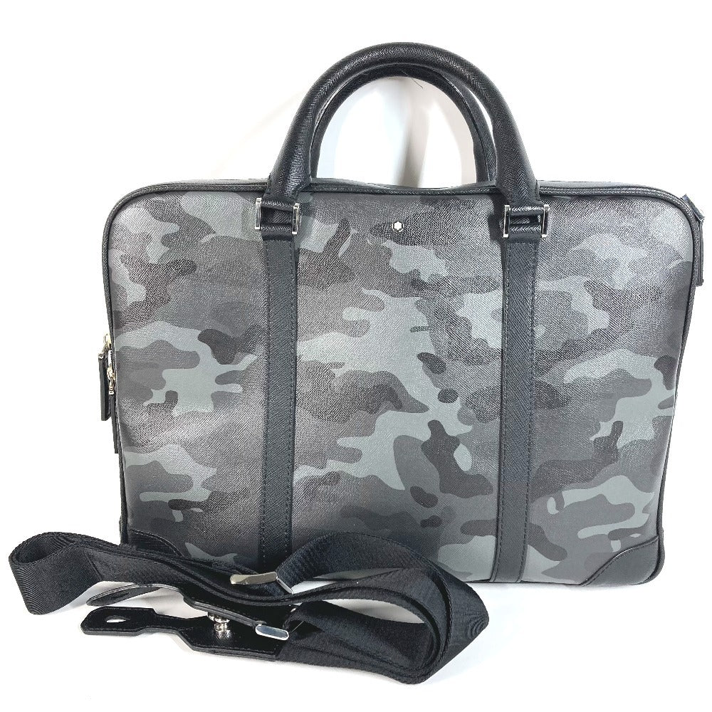 MONTBLANC Logo Camouflage Bag Document Bag Briefcase Handbag 2-Way Bag Shoulder Bag Business Bag Leather Unisex Black