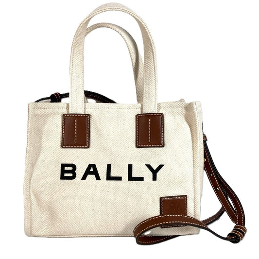 BALLY 6310434 Akelei Logo 2WAY Bag Shoulder Bag Tote Bag Handbag Cotton Unisex White