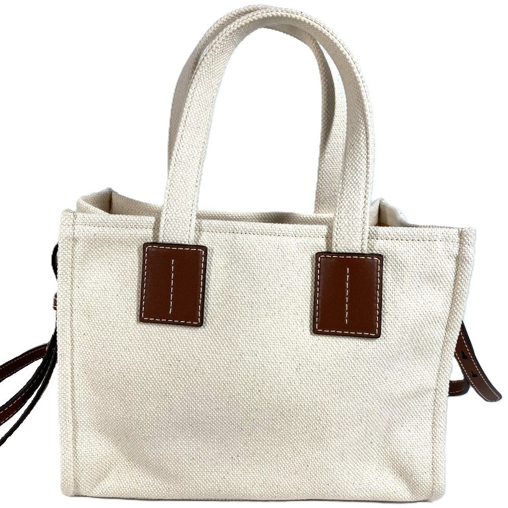 BALLY 6310434 Akelei Logo 2WAY Bag Shoulder Bag Tote Bag Handbag Cotton Unisex White