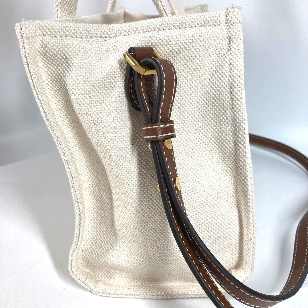 BALLY 6310434 Akelei Logo 2WAY Bag Shoulder Bag Tote Bag Handbag Cotton Unisex White