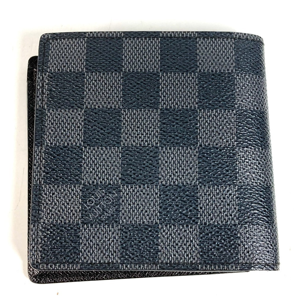 LOUIS VUITTON N62664 Damier Graphite Portefeuille Marco Compact Wallet, Bi-fold, Damier Graphite Canvas, Unisex, Black