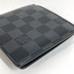LOUIS VUITTON N62664 Damier Graphite Portefeuille Marco Compact Wallet, Bi-fold, Damier Graphite Canvas, Unisex, Black