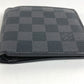 LOUIS VUITTON N62664 Damier Graphite Portefeuille Marco Compact Wallet, Bi-fold, Damier Graphite Canvas, Unisex, Black