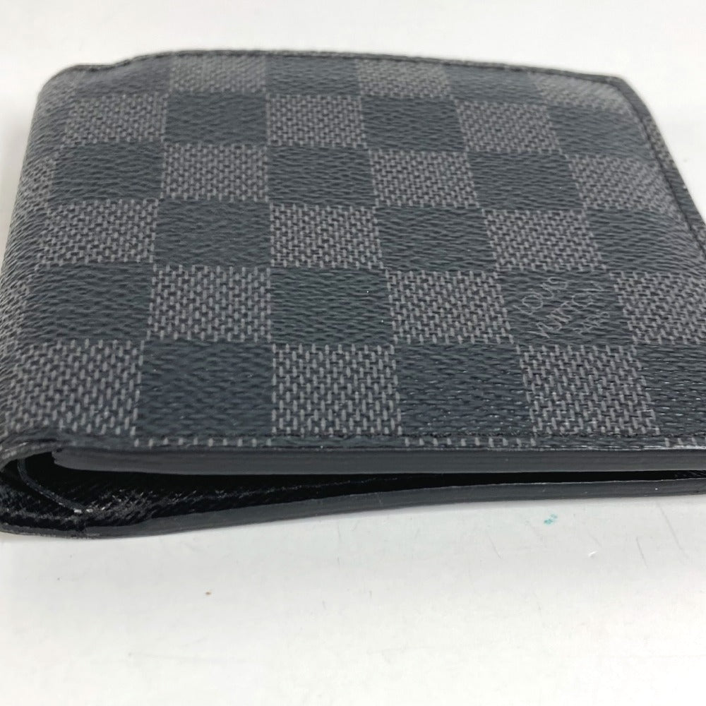 LOUIS VUITTON N62664 Damier Graphite Portefeuille Marco Compact Wallet, Bi-fold, Damier Graphite Canvas, Unisex, Black