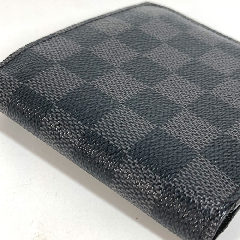 LOUIS VUITTON N62664 Damier Graphite Portefeuille Marco Compact Wallet, Bi-fold, Damier Graphite Canvas, Unisex, Black