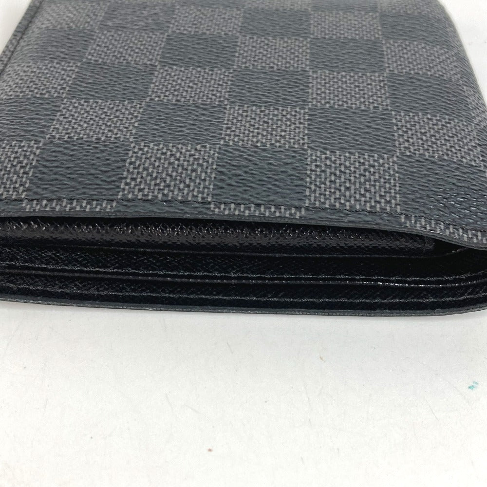 LOUIS VUITTON N62664 Damier Graphite Portefeuille Marco Compact Wallet, Bi-fold, Damier Graphite Canvas, Unisex, Black