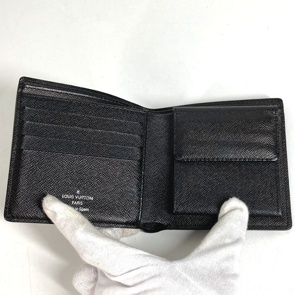 LOUIS VUITTON N62664 Damier Graphite Portefeuille Marco Compact Wallet, Bi-fold, Damier Graphite Canvas, Unisex, Black