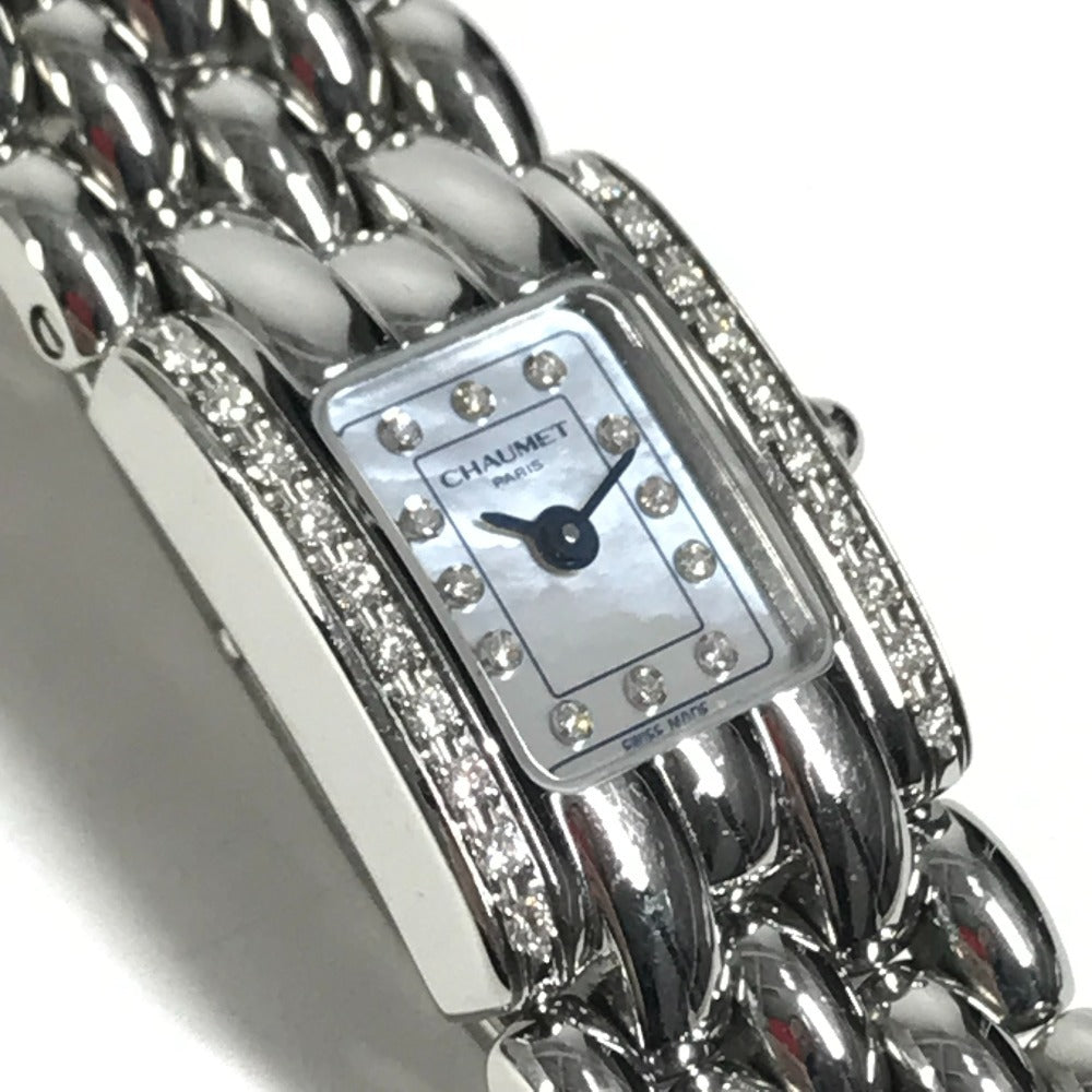 Chaumet 12PD ダイヤモンド ダイヤ ダイヤベゼル ケイシス シェル文字盤 レディースウォッチ ウォッチ 時計 腕時計 SS レディース シルバー