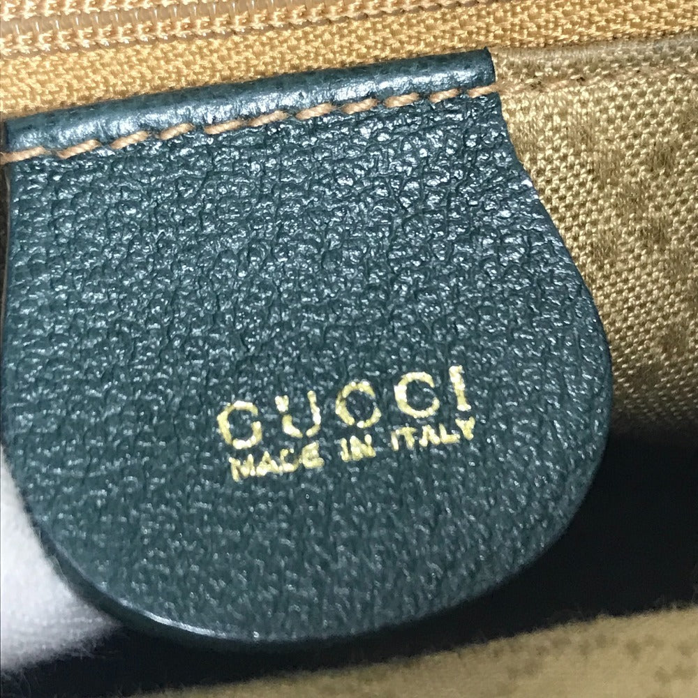 GUCCI 000 123 Old Gucci vintage Bamboo 2-Way Bag, Handbag, Shoulder Bag Shoulder Bag Leather / suede Green Used