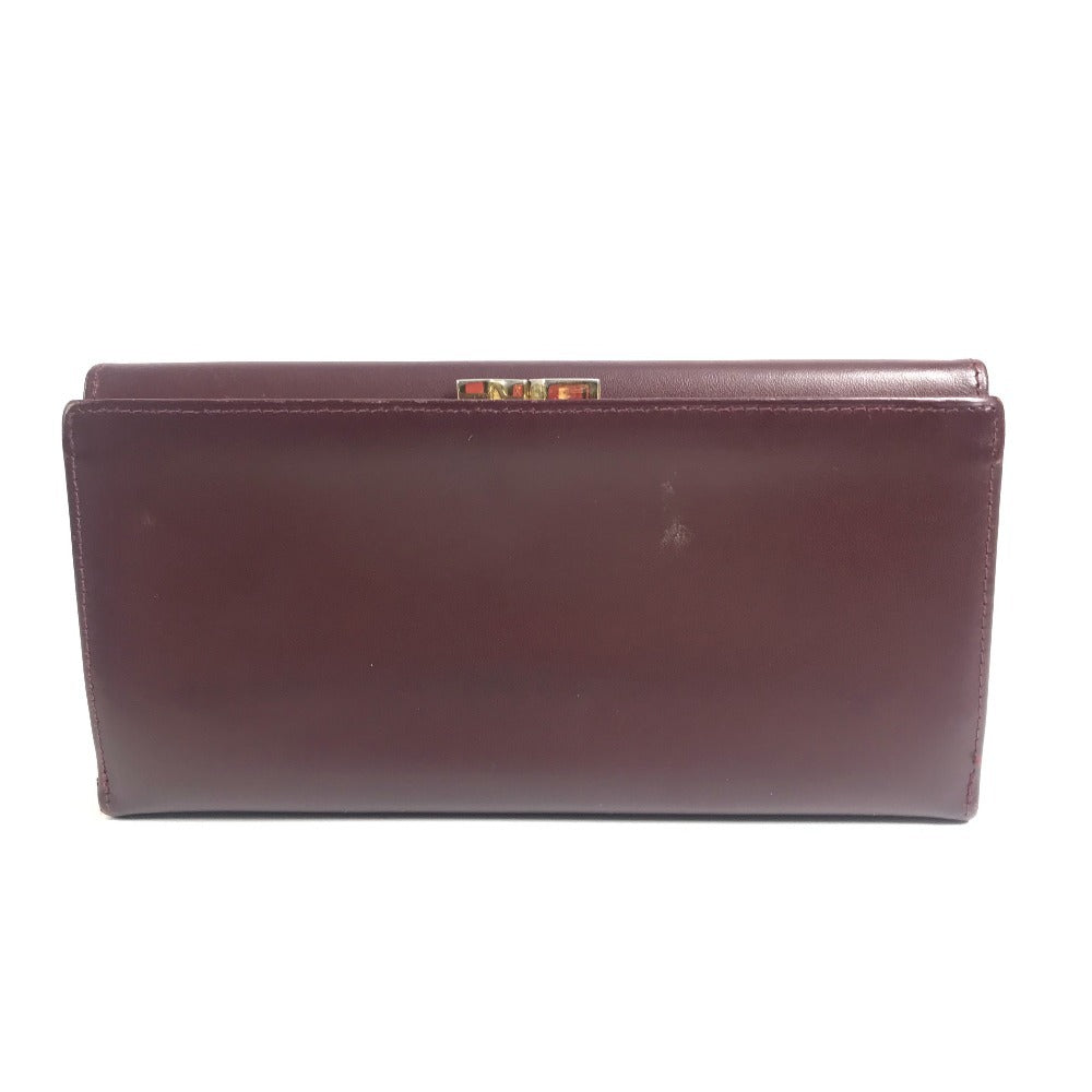 CARTIER Must de Line Logo Kisslock Wallet Flap Long Wallet Long Wallet Leather wine-red Used