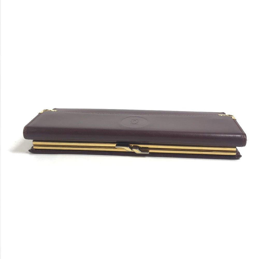 CARTIER Must de Line Logo Kisslock Wallet Flap Long Wallet Long Wallet Leather wine-red Used