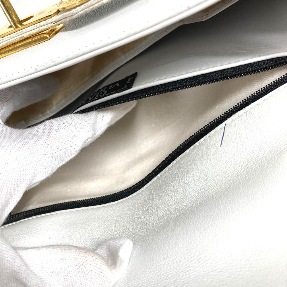 VERSACE vintage medusa logo Bag Flap Tote Bag Hand Bag Leather WhiteBased/Gold Used