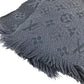 LOUIS VUITTON 不明 fringe charpes logomania mix Stole/Shawl Accessories Scarf wool / silk Dark Gray Based Used