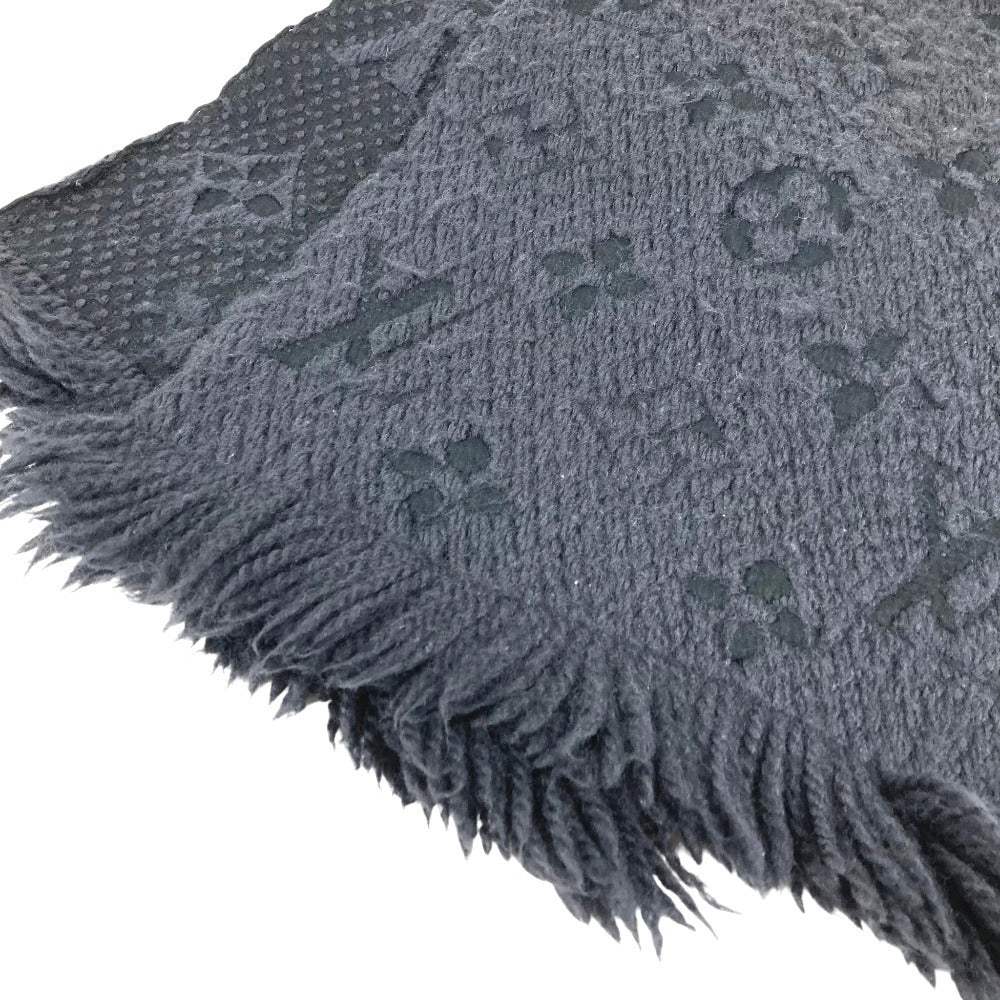 LOUIS VUITTON 不明 fringe charpes logomania mix Stole/Shawl Accessories Scarf wool / silk Dark Gray Based Used