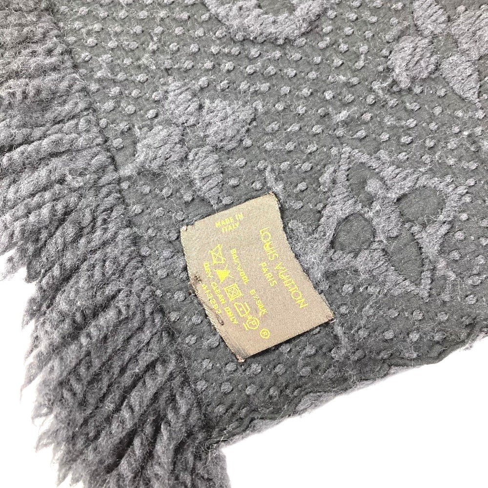 LOUIS VUITTON 不明 fringe charpes logomania mix Stole/Shawl Accessories Scarf wool / silk Dark Gray Based Used