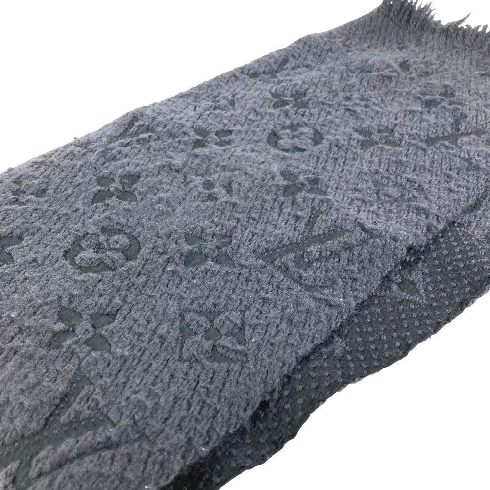 LOUIS VUITTON 不明 fringe charpes logomania mix Stole/Shawl Accessories Scarf wool / silk Dark Gray Based Used