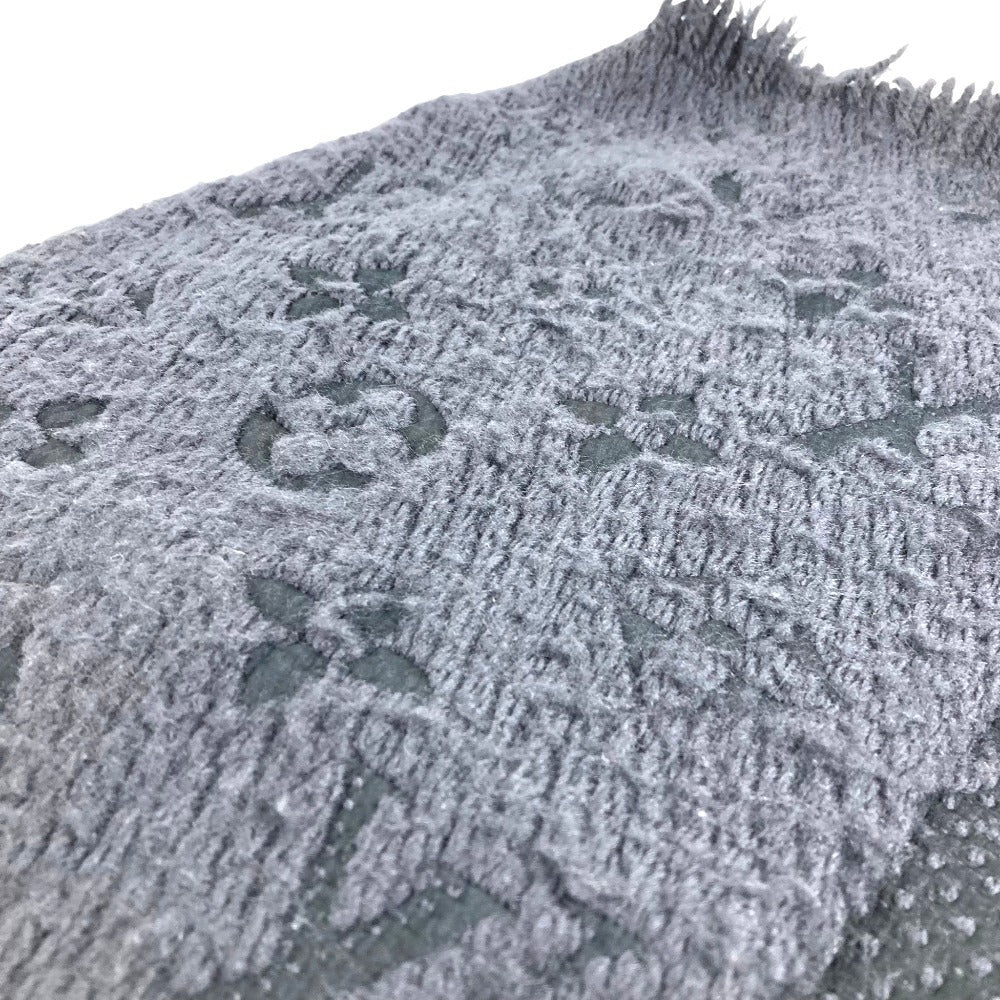 LOUIS VUITTON 不明 fringe charpes logomania mix Stole/Shawl Accessories Scarf wool / silk Dark Gray Based Used