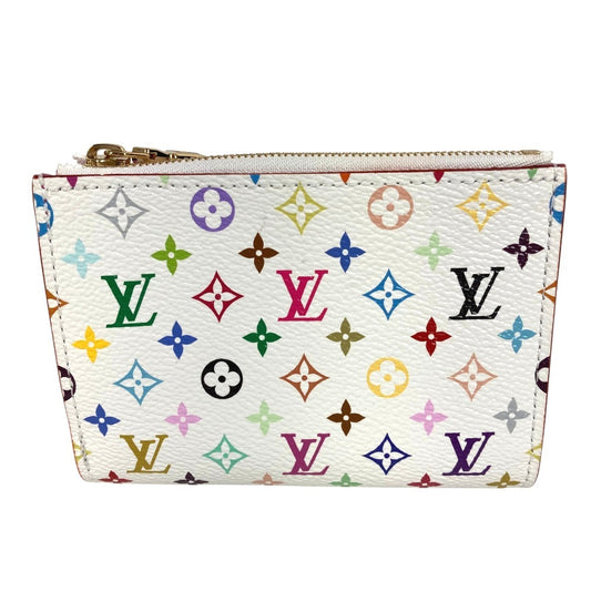 LOUIS VUITTON M27736 LV × TM Takashi Murakami Collaboration Monogram Multicolore Portefeuille Lisa Compact Wallet Wallet Folded wallet MonogramMulticoloreCanvas Blanc White/pink Used