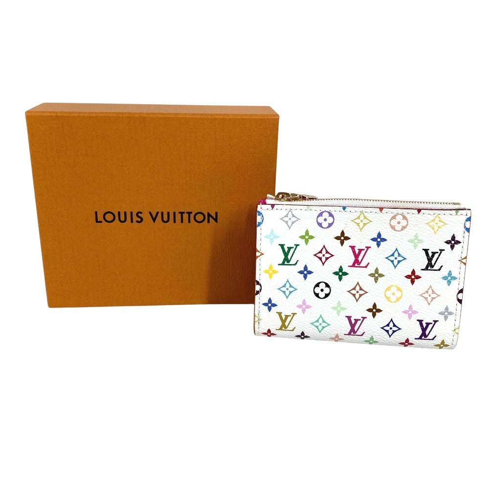LOUIS VUITTON M27736 LV × TM Takashi Murakami Collaboration Monogram Multicolore Portefeuille Lisa Compact Wallet Wallet Folded wallet MonogramMulticoloreCanvas Blanc White/pink Used