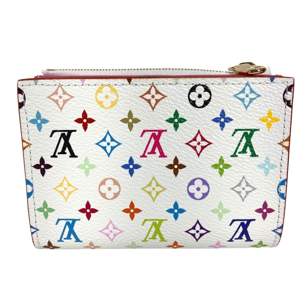 LOUIS VUITTON M27736 LV × TM Takashi Murakami Collaboration Monogram Multicolore Portefeuille Lisa Compact Wallet Wallet Folded wallet MonogramMulticoloreCanvas Blanc White/pink Used