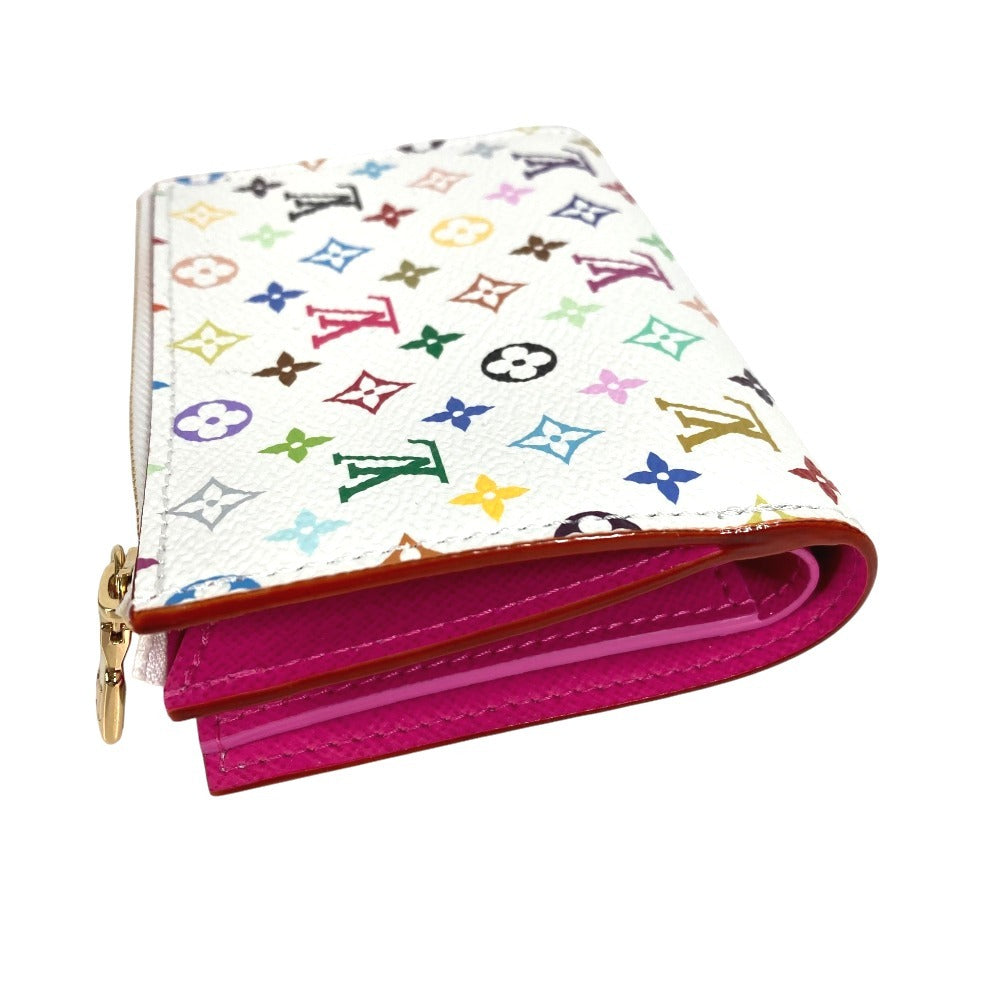 LOUIS VUITTON M27736 LV × TM Takashi Murakami Collaboration Monogram Multicolore Portefeuille Lisa Compact Wallet Wallet Folded wallet MonogramMulticoloreCanvas Blanc White/pink Used