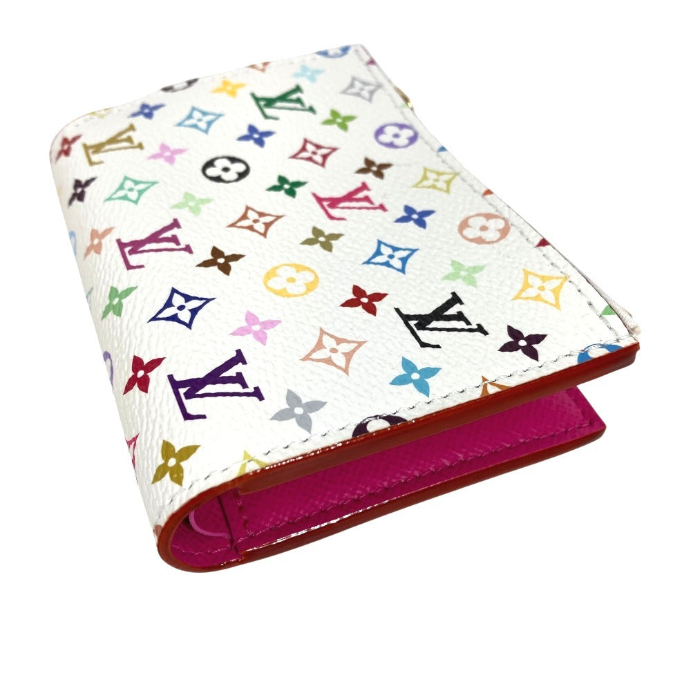 LOUIS VUITTON M27736 LV × TM Takashi Murakami Collaboration Monogram Multicolore Portefeuille Lisa Compact Wallet Wallet Folded wallet MonogramMulticoloreCanvas Blanc White/pink Used