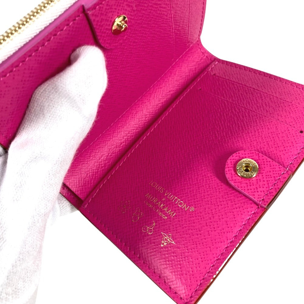 LOUIS VUITTON M27736 LV × TM Takashi Murakami Collaboration Monogram Multicolore Portefeuille Lisa Compact Wallet Wallet Folded wallet MonogramMulticoloreCanvas Blanc White/pink Used
