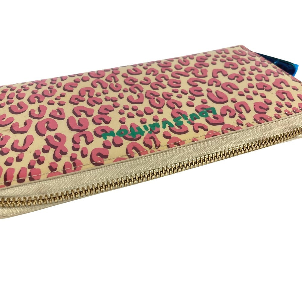 LOUIS VUITTON M91476 Vernis Leopard Zippy Wallet Long wallet Zip Around Long Wallet Patent Leather Bronkolai White/pink Used
