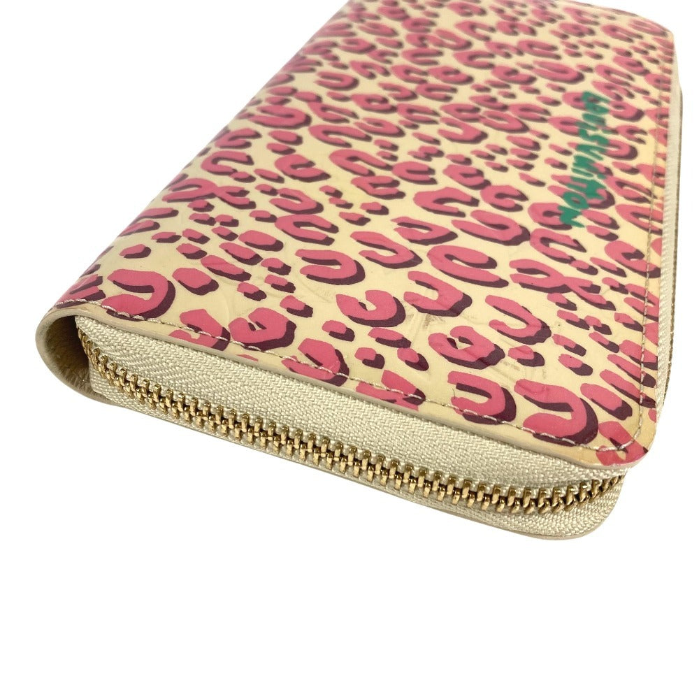 LOUIS VUITTON M91476 Vernis Leopard Zippy Wallet Long wallet Zip Around Long Wallet Patent Leather Bronkolai White/pink Used