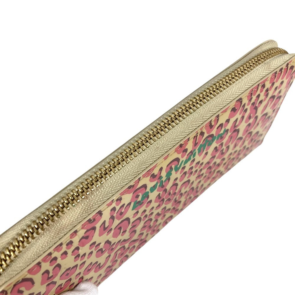 LOUIS VUITTON M91476 Vernis Leopard Zippy Wallet Long wallet Zip Around Long Wallet Patent Leather Bronkolai White/pink Used
