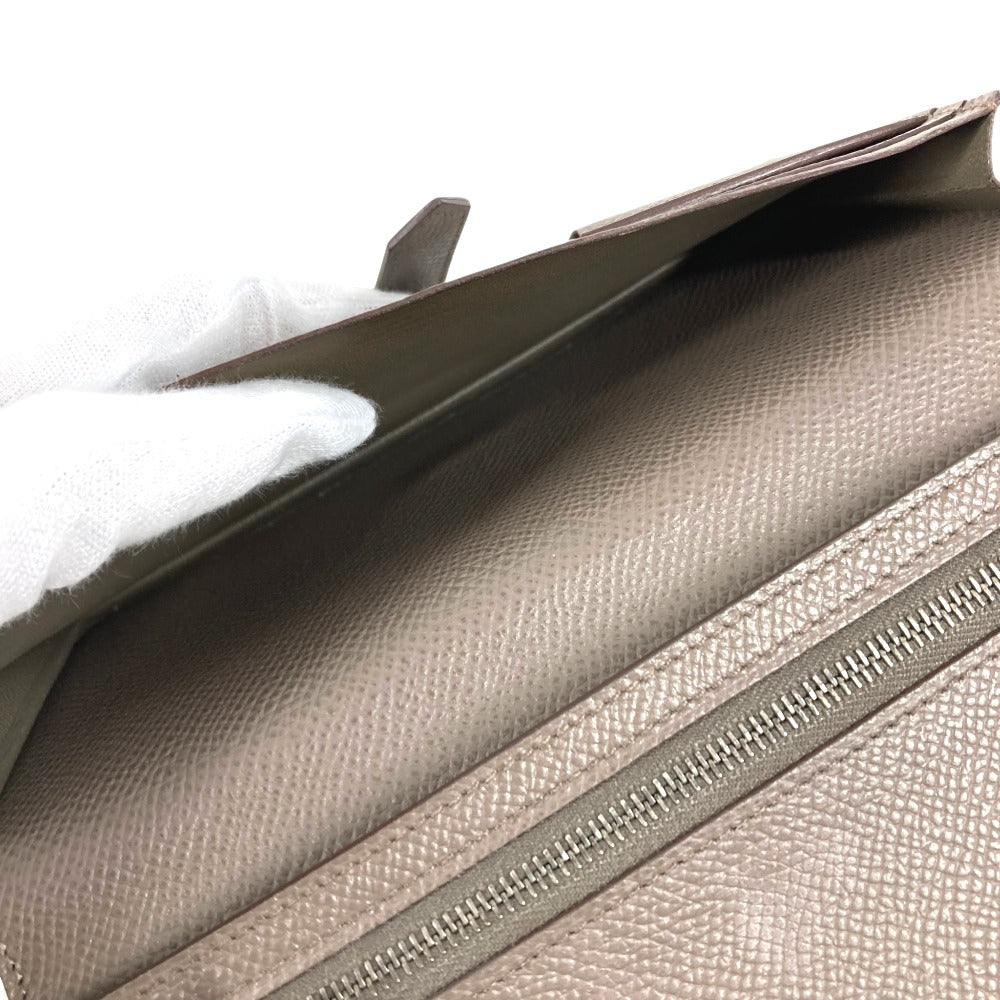 HERMES Bearn Souffle Bearn Souffle Long wallet, bi-fold, H logo Long Wallet Epsom Etain gray/SilverHardware Used