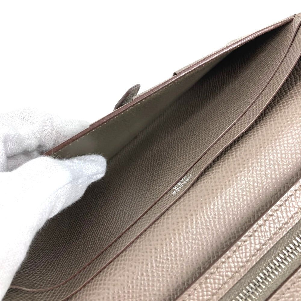 HERMES Bearn Souffle Bearn Souffle Long wallet, bi-fold, H logo Long Wallet Epsom Etain gray/SilverHardware Used