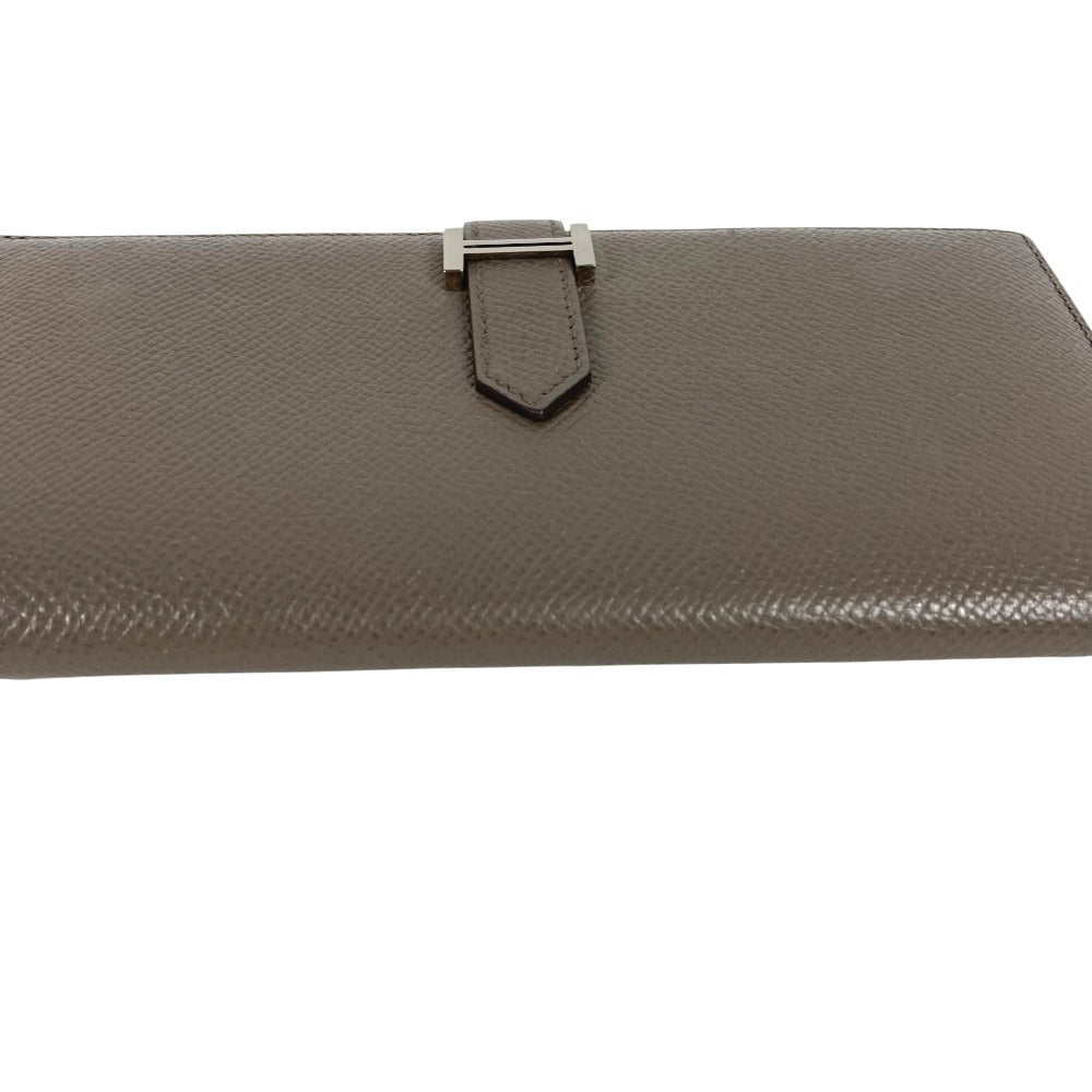HERMES Bearn Souffle Bearn Souffle Long wallet, bi-fold, H logo Long Wallet Epsom Etain gray/SilverHardware Used