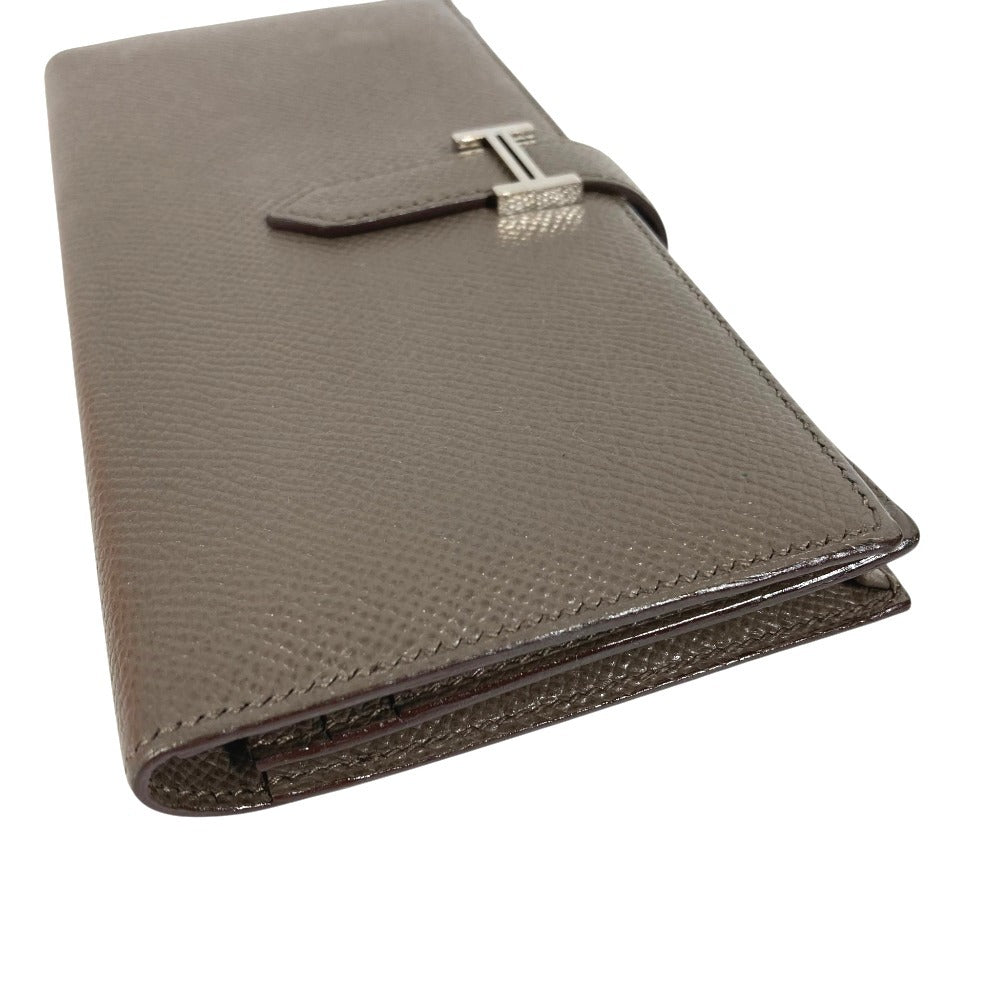 HERMES Bearn Souffle Bearn Souffle Long wallet, bi-fold, H logo Long Wallet Epsom Etain gray/SilverHardware Used