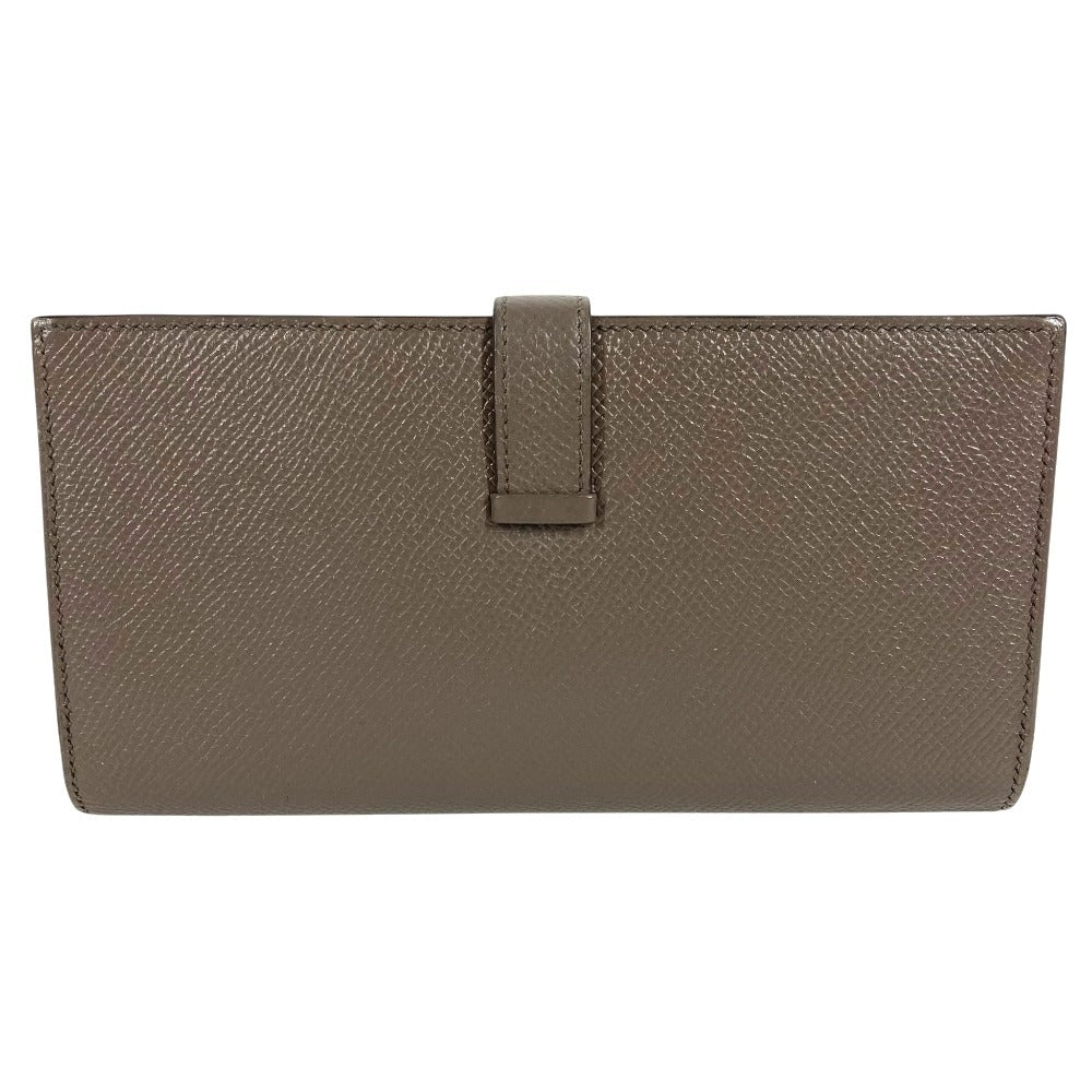 HERMES Bearn Souffle Bearn Souffle Long wallet, bi-fold, H logo Long Wallet Epsom Etain gray/SilverHardware Used