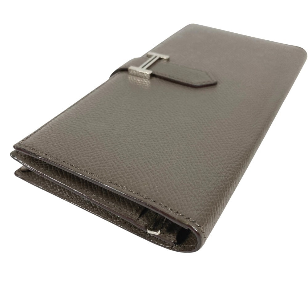 HERMES Bearn Souffle Bearn Souffle Long wallet, bi-fold, H logo Long Wallet Epsom Etain gray/SilverHardware Used