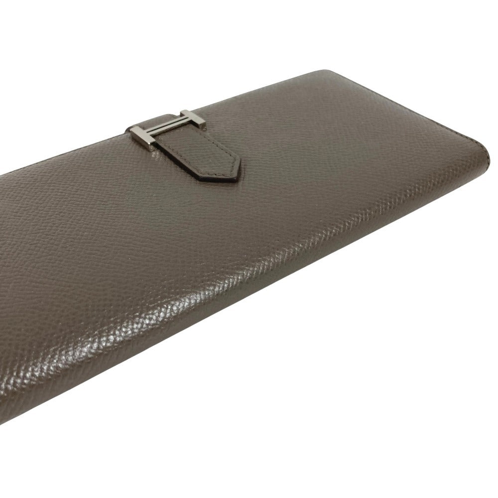 HERMES Bearn Souffle Bearn Souffle Long wallet, bi-fold, H logo Long Wallet Epsom Etain gray/SilverHardware Used
